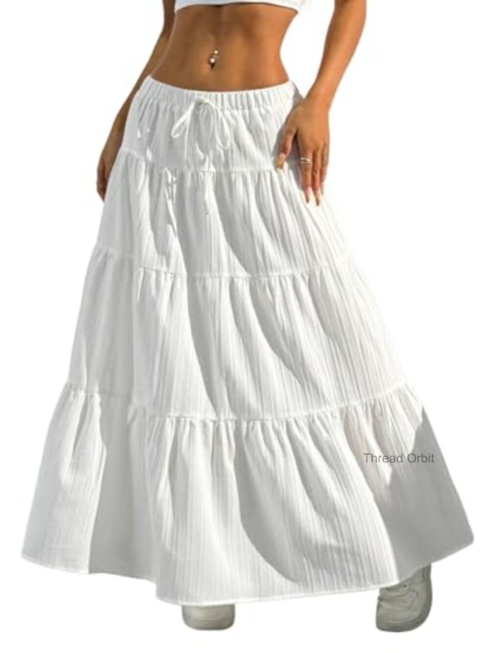 Boho Flowy Ruffle Long Maxi Skirt Summer Beach Outfits